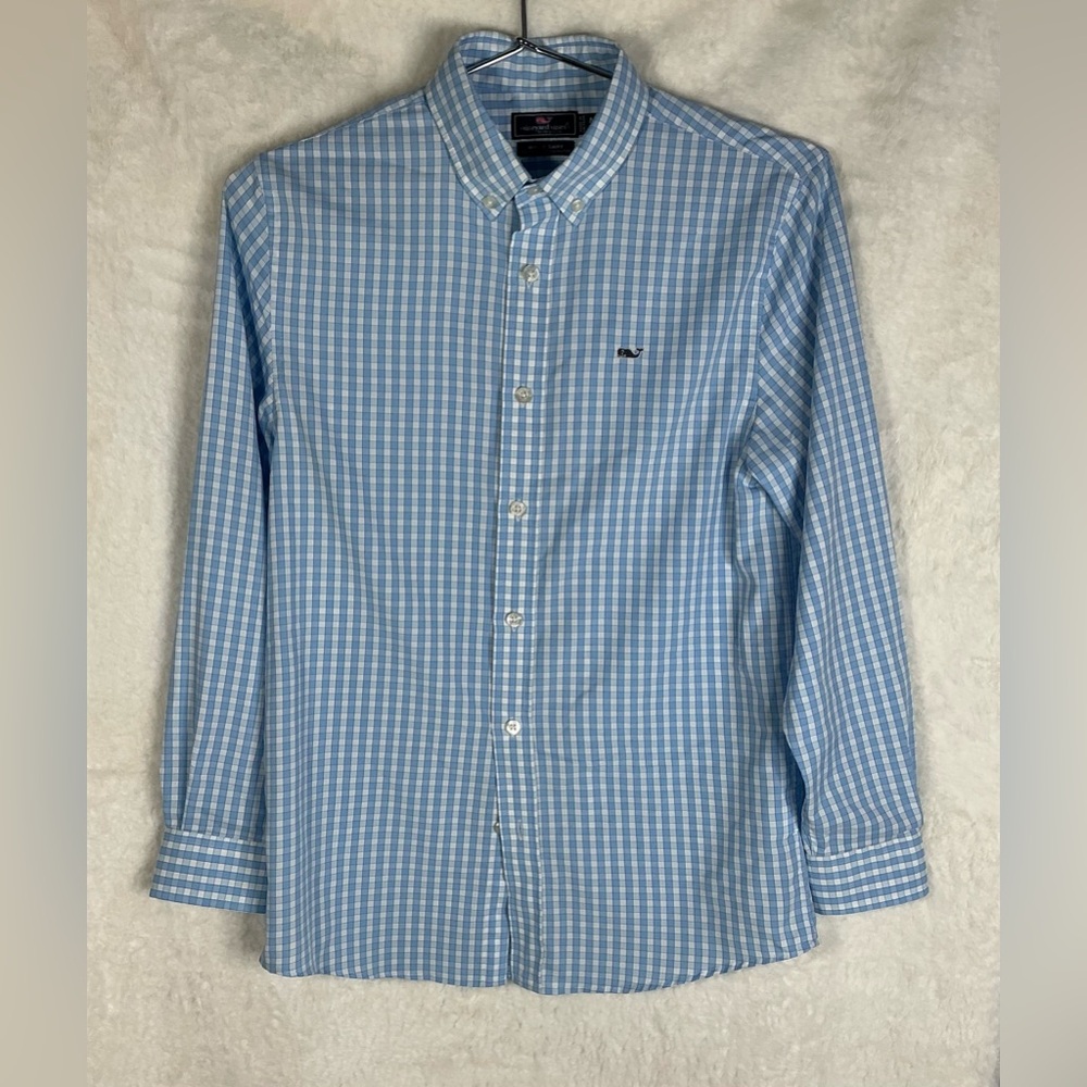 Vineyard Vines Blue and White Plaid Button Down Shirt - Picture 3 of 7